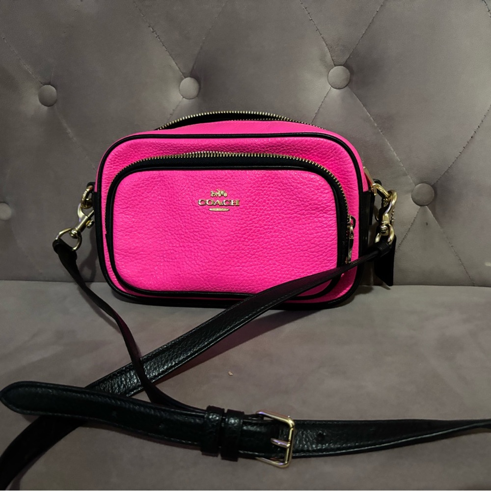 COACH Court Crossbody Bag Fluorescent Pink C6078